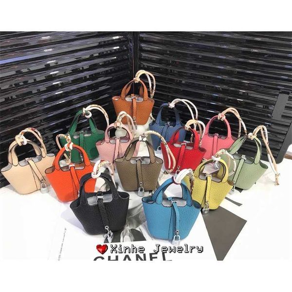 xinhe cowhide vegetable basket leather mini bag pendant headphone creative car keychain