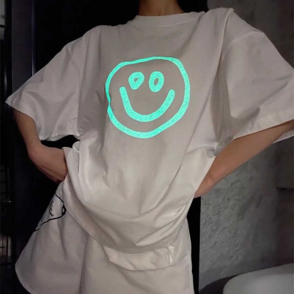 womens designer t shirt tracksuit shirt high edition 2023 summer night elf capsule smiling face fluorescent print sleeve t-shirt, White;black
womens designer t shirt tracksuit shirt high edition 2023 summer night elf capsule smiling face fluorescent print sleeve t-shirt, White;black