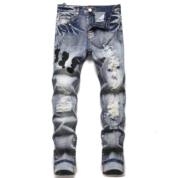 men's jeans men jeans ripped motorcycle denim pants slim fit hole pencil pants for hight street hip hop streetwear punk men clothing 23, Blue
men's jeans men jeans ripped motorcycle denim pants slim fit hole pencil pants for hight street hip hop streetwear punk men clothing 23, Blue