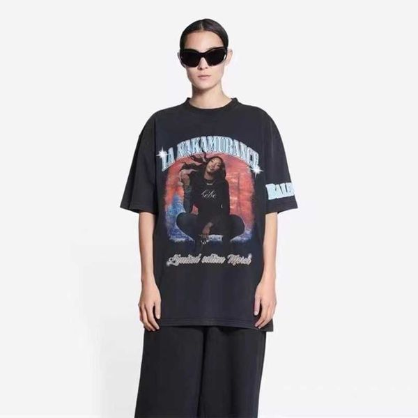 2023 womens designer t shirt tracksuit high edition family co branded aya singer band burst print heavy duty washed old sleeve t-shirt, White;black
2023 womens designer t shirt tracksuit high edition family co branded aya singer band burst print heavy duty washed old sleeve t-shirt, White;black