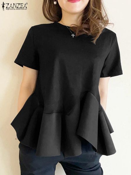 women's blouses shirts zanzea women summer blouse ladies o neck ruffle patchwork casual short sleeve solid blusa femininas pullover ov, White
women's blouses shirts zanzea women summer blouse ladies o neck ruffle patchwork casual short sleeve solid blusa femininas pullover ov, White