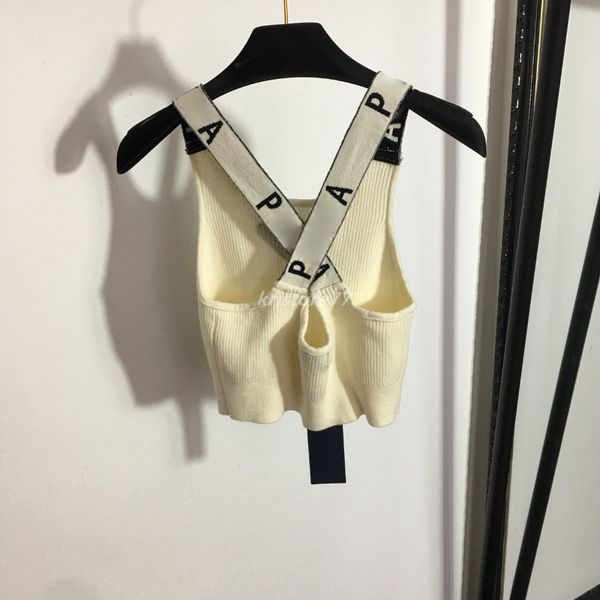 women's t-shirt designer women knits tee with triangle sign letter shoulder strap crop runway high end brand stretch sleeveless camiso, White
women's t-shirt designer women knits tee with triangle sign letter shoulder strap crop runway high end brand stretch sleeveless camiso, White