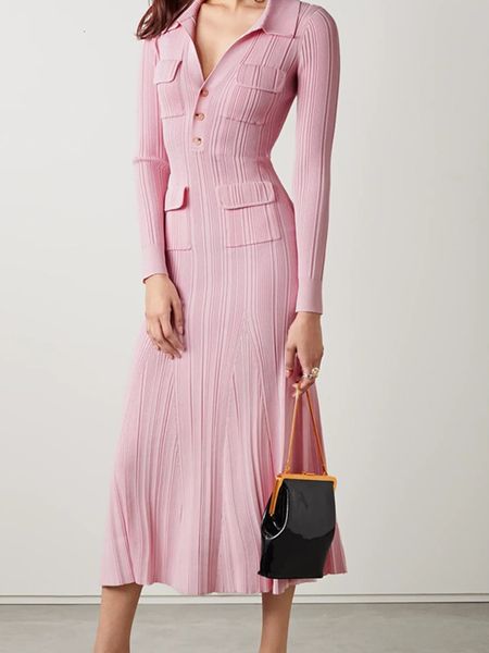 casual dresses spring women's pink knitted dress lapel pocket slim and elegant women's long sleeves midi robe with buttons 230410, Black;gray
casual dresses spring women's pink knitted dress lapel pocket slim and elegant women's long sleeves midi robe with buttons 230410, Black;gray