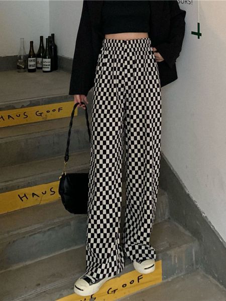 women's pants s houzhou korean fashion black white plaid pant harajuku wide leg checkerd trousers for female streetwear high wiast jogg
women's pants s houzhou korean fashion black white plaid pant harajuku wide leg checkerd trousers for female streetwear high wiast jogg
