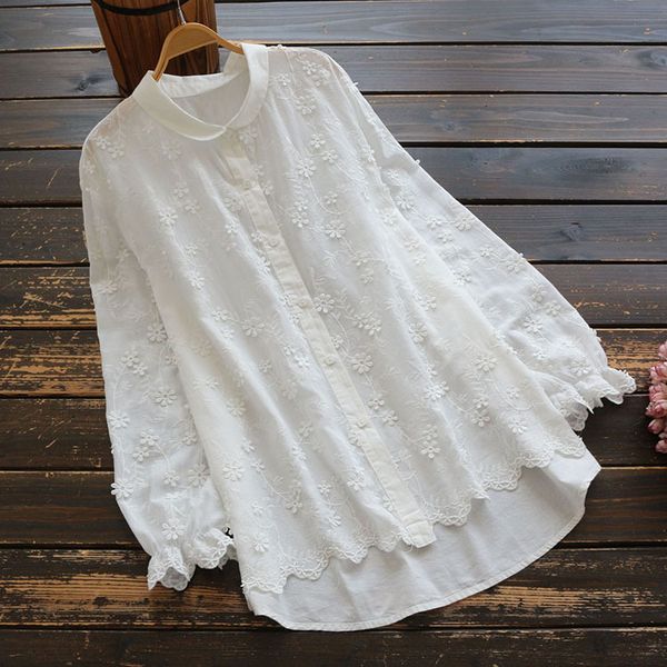 women's blouses shirts 5891 spring women's clothing literature japanese style cotton embroidery shirt peter pan collar long sleeve, White
women's blouses shirts 5891 spring women's clothing literature japanese style cotton embroidery shirt peter pan collar long sleeve, White