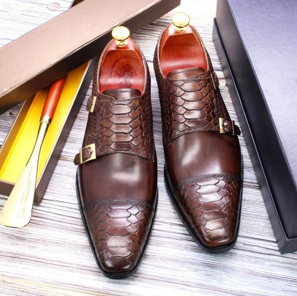 size 6 to 13 mens dress shoes genuine leather double buckle monk strap men shoes snake print cap toe classic italian shoes, Black
size 6 to 13 mens dress shoes genuine leather double buckle monk strap men shoes snake print cap toe classic italian shoes, Black
