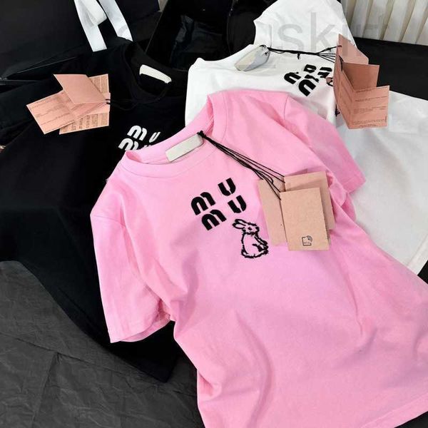 women's t-shirt designermini high edition23 spring and summer tri-color rabbit embroidery short sleeve half t-shirt premium wear qualit, White
women's t-shirt designermini high edition23 spring and summer tri-color rabbit embroidery short sleeve half t-shirt premium wear qualit, White