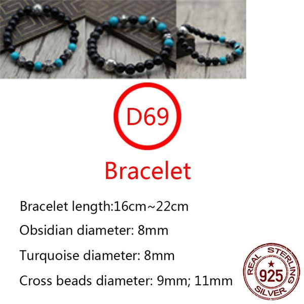 d69 s925 sterling silver bracelet natural obsidian fashion frosted round beads hand string personality retro letter beads cross flower punk, Black
d69 s925 sterling silver bracelet natural obsidian fashion frosted round beads hand string personality retro letter beads cross flower punk, Black