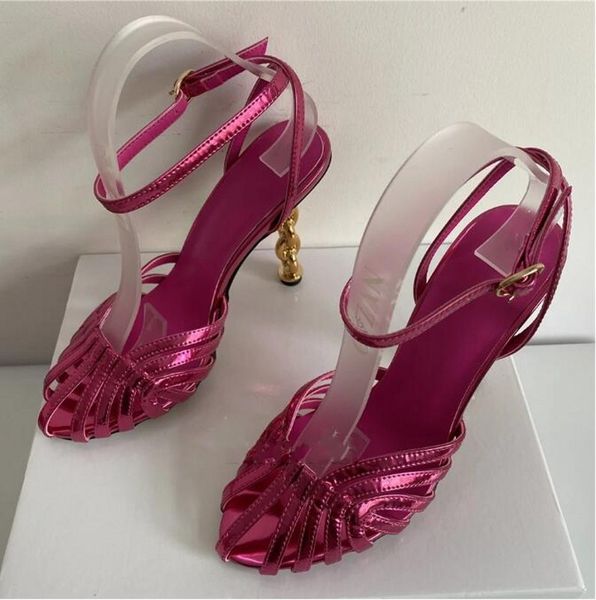 gold heels summer sandals fretwork girls women twist metal high heel ankle strap modern summer shoes, Black
gold heels summer sandals fretwork girls women twist metal high heel ankle strap modern summer shoes, Black
