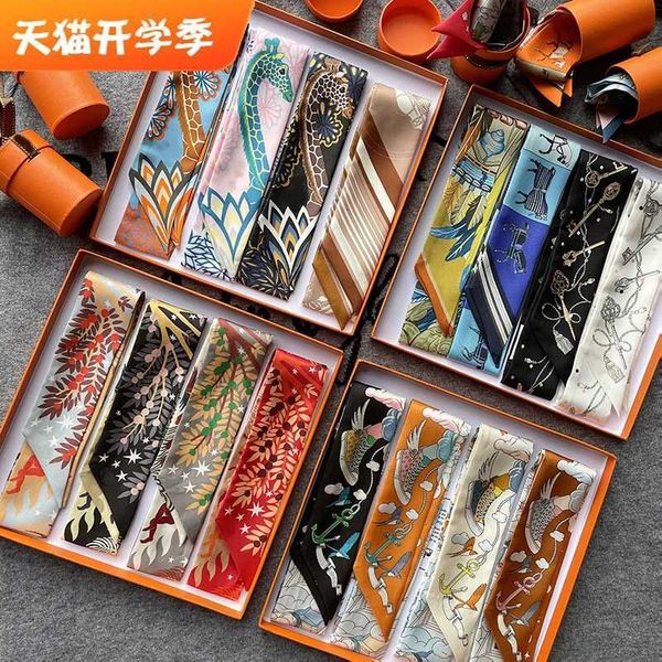 23 new twill scarf maya forest cloud versatile silk binding bag handle strip, Blue;gray
23 new twill scarf maya forest cloud versatile silk binding bag handle strip, Blue;gray