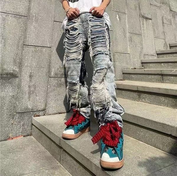 men's jeans y2k vintage ripped clothes fashion trousers cross splicing streetwear straight baggy pants for men 230410, Blue
men's jeans y2k vintage ripped clothes fashion trousers cross splicing streetwear straight baggy pants for men 230410, Blue
