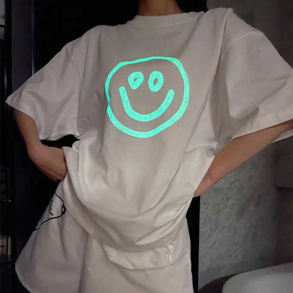 designer new women t shirt shirt high edition 2023 summer night elf capsule smiling face fluorescent print sleeve t-shirt, White;black
designer new women t shirt shirt high edition 2023 summer night elf capsule smiling face fluorescent print sleeve t-shirt, White;black