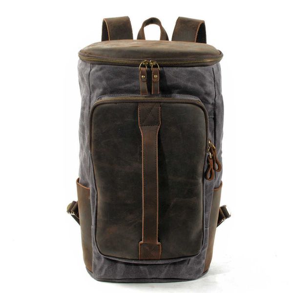 backpack style outdoor men's backpack sports travel oil wax canvas double shoulder large capacity schoolbag travel bag 221015
backpack style outdoor men's backpack sports travel oil wax canvas double shoulder large capacity schoolbag travel bag 221015