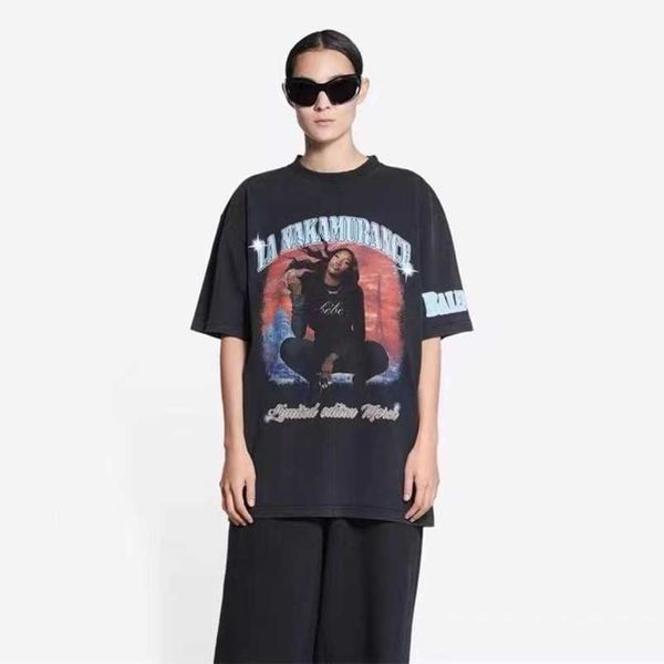 womens designer t shirt high edition family co branded aya singer band burst print heavy duty washed old sleeve t-shirt, White;black
womens designer t shirt high edition family co branded aya singer band burst print heavy duty washed old sleeve t-shirt, White;black