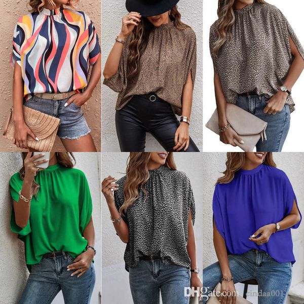 2023 women bat sleeve t shirt summer new casual fashion leopard printing split tee, White
2023 women bat sleeve t shirt summer new casual fashion leopard printing split tee, White