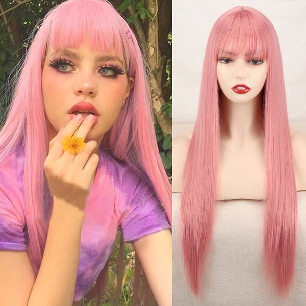 synthetic wigs lolita synthetic pink blonde wig long streight hair with bangs natural wigs for women cosplay 230410, Black
synthetic wigs lolita synthetic pink blonde wig long streight hair with bangs natural wigs for women cosplay 230410, Black