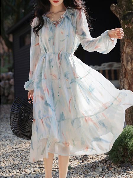 casual dresses beach style elegant flower sundress summer leisure long sleeve fairy party dress women's chiffon vintage dress korean fa, Black;gray
casual dresses beach style elegant flower sundress summer leisure long sleeve fairy party dress women's chiffon vintage dress korean fa, Black;gray