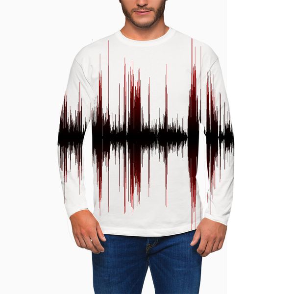 men's t-shirts spring and autumn explosive wave print pattern long sleeve t-shirt men's street style european personality 3d digit, White;black 
men's t-shirts spring and autumn explosive wave print pattern long sleeve t-shirt men's street style european personality 3d digit, White;black