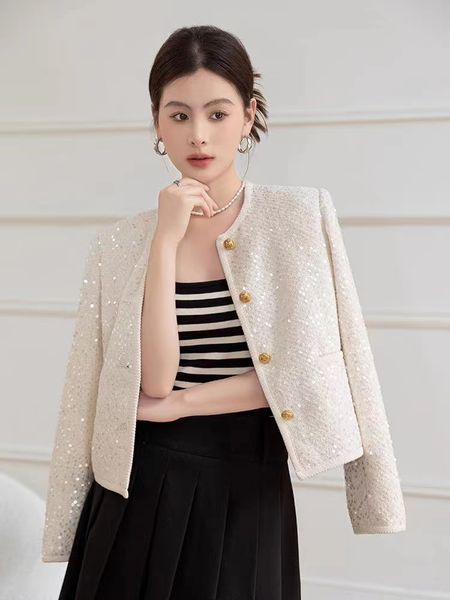 cel home 2023 spring women's brand jacket new women autumn winter fashion jacket logo metal buckle tweed jacket sequins coat grade card, Black;brown
cel home 2023 spring women's brand jacket new women autumn winter fashion jacket logo metal buckle tweed jacket sequins coat grade card, Black;brown