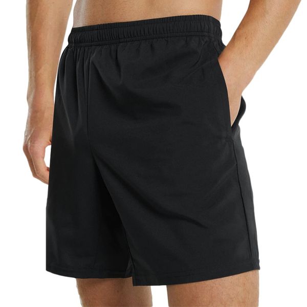 

summer thin men polyester sprot running straight solid color quick dry beach shorts, Gray