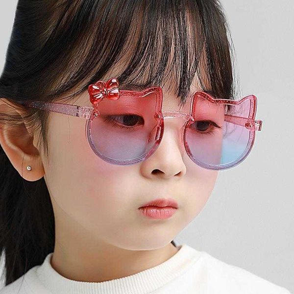 cartoon kitten kids sunglasses personality glitter fashion girls cute bow sun, Blue 
cartoon kitten kids sunglasses personality glitter fashion girls cute bow sun, Blue