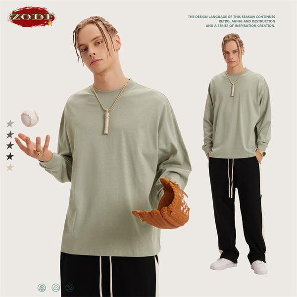 men's t-shirts zodf autumn solid full sleeve loose relaxed 305gsm cotton basic t-shirt brand tee hy0209 230410, White;black
men's t-shirts zodf autumn solid full sleeve loose relaxed 305gsm cotton basic t-shirt brand tee hy0209 230410, White;black