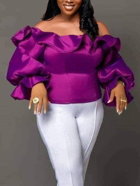 women's blouses shirts women blouse shiny off shoulder ruffle party shirt purple birthday large size fashion female african summer blu, White
women's blouses shirts women blouse shiny off shoulder ruffle party shirt purple birthday large size fashion female african summer blu, White