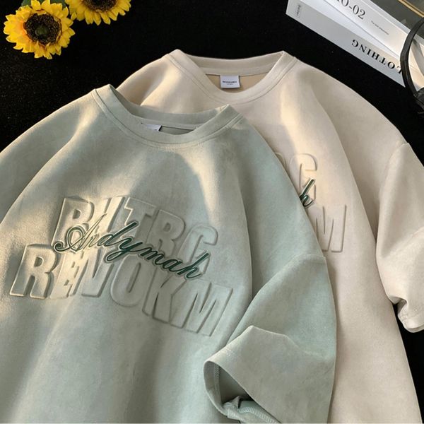 men's tshirts american rero samped suede shor sleeved shir men summer heavy brand oversize loose shir graphic shirs harajuku 230410, White;black
men's tshirts american rero samped suede shor sleeved shir men summer heavy brand oversize loose shir graphic shirs harajuku 230410, White;black