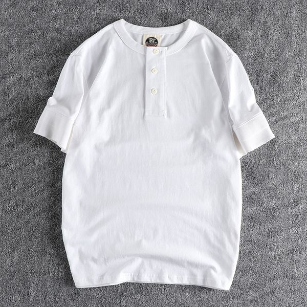 men's tshirts summer american retro short sleeve henry collar solid color tshirt fashion simple 100 cotton washed casual 230410, White;black
men's tshirts summer american retro short sleeve henry collar solid color tshirt fashion simple 100 cotton washed casual 230410, White;black
