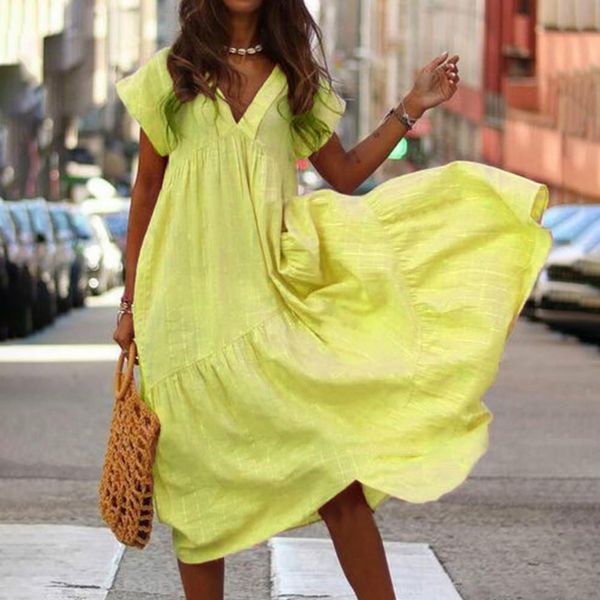 casual dresses women's dress solid color ruffled summer asymmetric big hem long dress beach women v-neck sun dress 230410, Black;gray
casual dresses women's dress solid color ruffled summer asymmetric big hem long dress beach women v-neck sun dress 230410, Black;gray