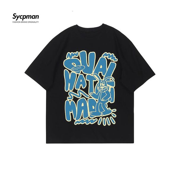 men's tshirts sycpman letter cartoon print cotton summer loose versatile couple mens tees short sleeve tshirt men and women 230410, White;black
men's tshirts sycpman letter cartoon print cotton summer loose versatile couple mens tees short sleeve tshirt men and women 230410, White;black