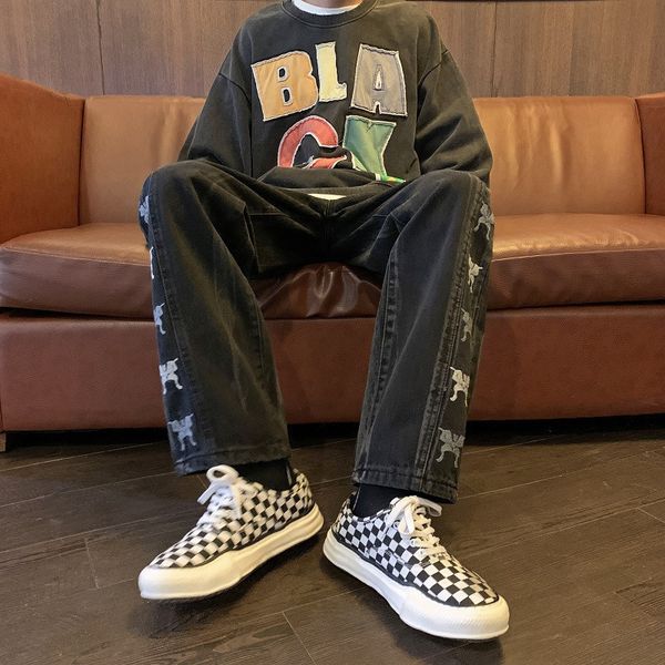 men's jeans deeptown embroidered distressed men hip hop streetwear denim pants loose casual straight trousers male designer fashion 230, Blue
men's jeans deeptown embroidered distressed men hip hop streetwear denim pants loose casual straight trousers male designer fashion 230, Blue