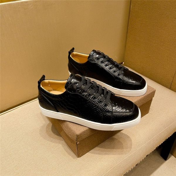 luxury designer shoes fashion men's and women's low-leisure red bottom shoes leather snakeskin breathable casual flat bottom shoes, Black
luxury designer shoes fashion men's and women's low-leisure red bottom shoes leather snakeskin breathable casual flat bottom shoes, Black