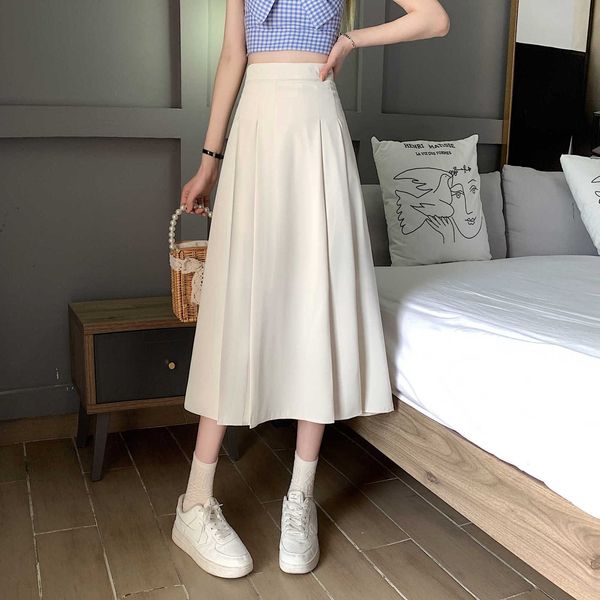 high ~oversized new waist slim c draping design a-line mid pleated half length skirt, Black
high ~oversized new waist slim c draping design a-line mid pleated half length skirt, Black