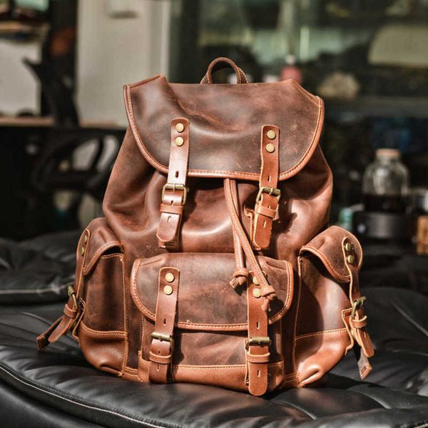 backpack style leather men's backpack outdoor leisure schoolbag large capacity traveling mountaineering bag 221015
backpack style leather men's backpack outdoor leisure schoolbag large capacity traveling mountaineering bag 221015