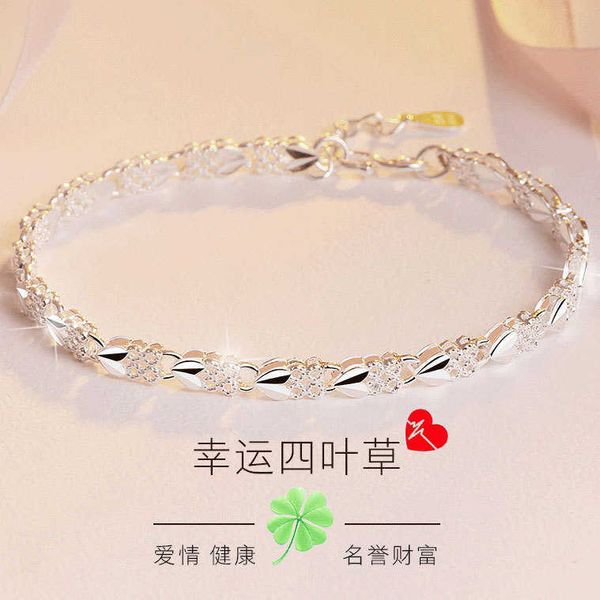 four leaf grass 999 full silver bracelet women's ins net red same bracelet hand decoration tanabata valentine's day gift for girlf, Golden;silver
four leaf grass 999 full silver bracelet women's ins net red same bracelet hand decoration tanabata valentine's day gift for girlf, Golden;silver