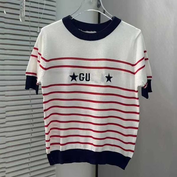 womens designer t shirt 2023 summer high edition family relaxed simple versatile letter stripe round neck knitted sleeve t-shirt, White
womens designer t shirt 2023 summer high edition family relaxed simple versatile letter stripe round neck knitted sleeve t-shirt, White