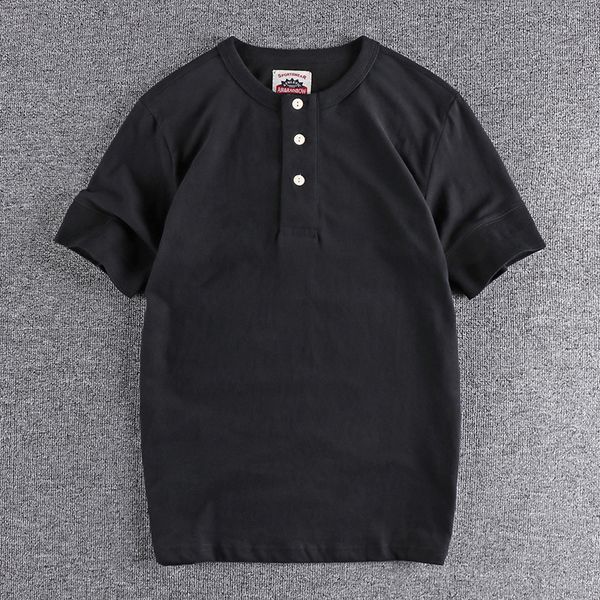 men's tshirts summer american retro short sleeve henry collar solid color tshirt fashion simple 100 cotton washed 230410, White;black
men's tshirts summer american retro short sleeve henry collar solid color tshirt fashion simple 100 cotton washed 230410, White;black