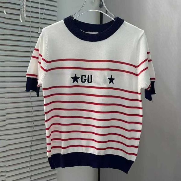 designer new women t shirt 2023 summer high edition family relaxed simple versatile letter stripe round neck knitted sleeve t-shirt, White
designer new women t shirt 2023 summer high edition family relaxed simple versatile letter stripe round neck knitted sleeve t-shirt, White