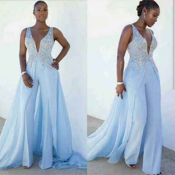 light sky blue jumpsuits prom dresses for women sleeveless v-neck straps long bohemian formal evening gowns lace appliques beaded elegant sp, Black
light sky blue jumpsuits prom dresses for women sleeveless v-neck straps long bohemian formal evening gowns lace appliques beaded elegant sp, Black