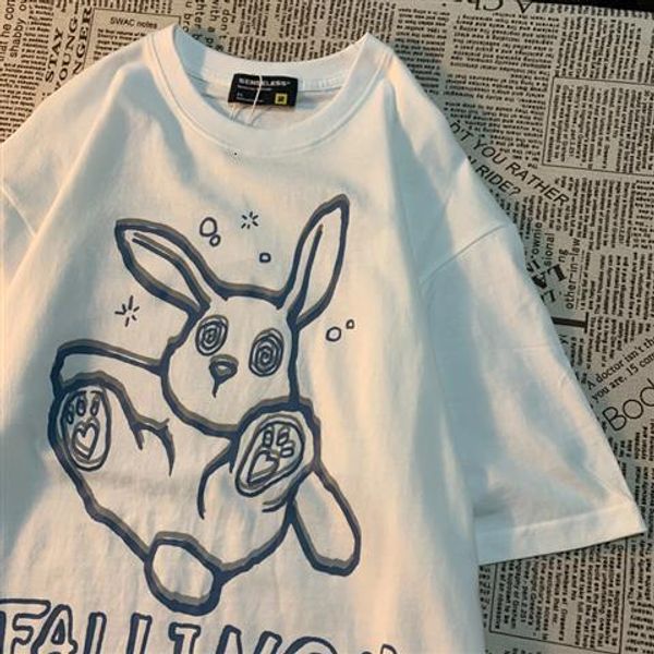 men's tshirts european and american retro fashion rabbit print short sleeved t shirt men women couple loose design half sleeve hip hop, White;black
men's tshirts european and american retro fashion rabbit print short sleeved t shirt men women couple loose design half sleeve hip hop, White;black