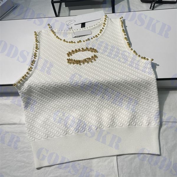 gold beaded tanks womens knitted t shirt luxury ladies tees sweater summer new camis clothing, White
gold beaded tanks womens knitted t shirt luxury ladies tees sweater summer new camis clothing, White
