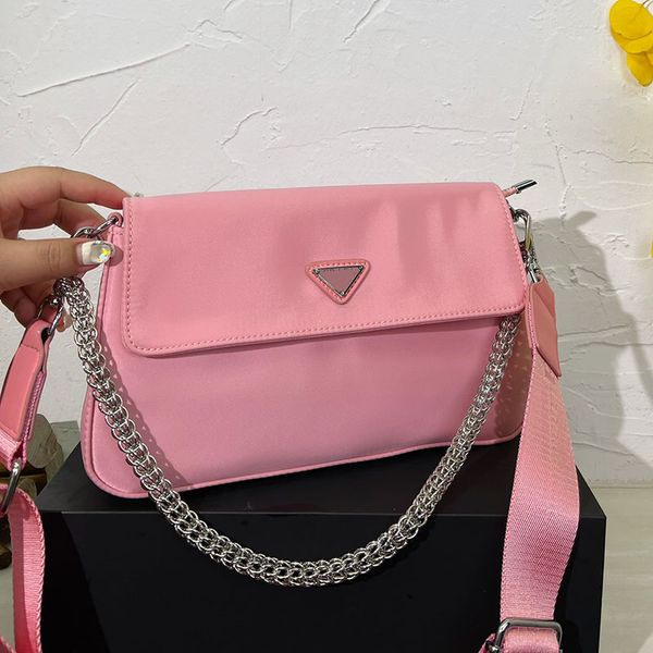 womens designer underarm baguette bag fabric tote enameled metal triangle silver chain strap and wide nylon strap outdoor large capacity han
womens designer underarm baguette bag fabric tote enameled metal triangle silver chain strap and wide nylon strap outdoor large capacity han