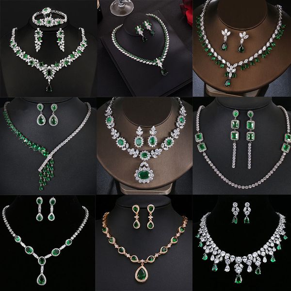 earrings necklace amc exquisite women s jewelry sets wedding emerald accessories zircon stud bracelet three piece set 230410, Silver
earrings necklace amc exquisite women s jewelry sets wedding emerald accessories zircon stud bracelet three piece set 230410, Silver