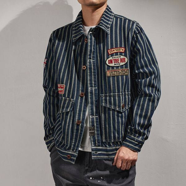men's jackets cowboy american retro badge patch loose pocket tooling lapel striped jacket 230410, Black;brown
men's jackets cowboy american retro badge patch loose pocket tooling lapel striped jacket 230410, Black;brown