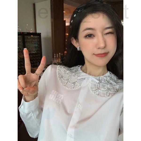women's polos designer 23 spring/summer new style charm cute doll collar stapled diamond design slim shirt qqe7, White
women's polos designer 23 spring/summer new style charm cute doll collar stapled diamond design slim shirt qqe7, White