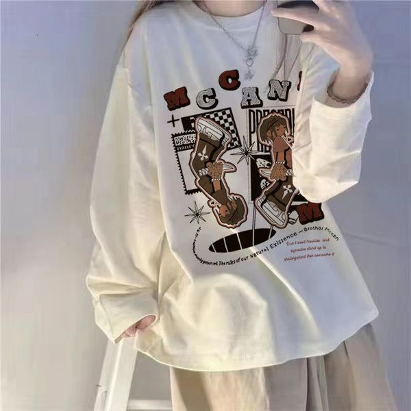 women s t shirt long sleeve white t shirt 2023 spring summer student korean loose printed cartoon round neck 230410
women s t shirt long sleeve white t shirt 2023 spring summer student korean loose printed cartoon round neck 230410