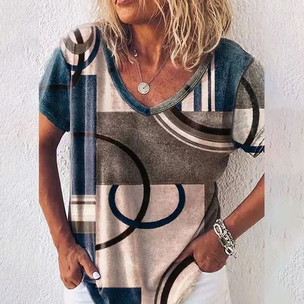 women's t-shirt summer women's 3d print painting t shirt casual loose colorblock print v neck basic shirt pullover female clothing, White
women's t-shirt summer women's 3d print painting t shirt casual loose colorblock print v neck basic shirt pullover female clothing, White