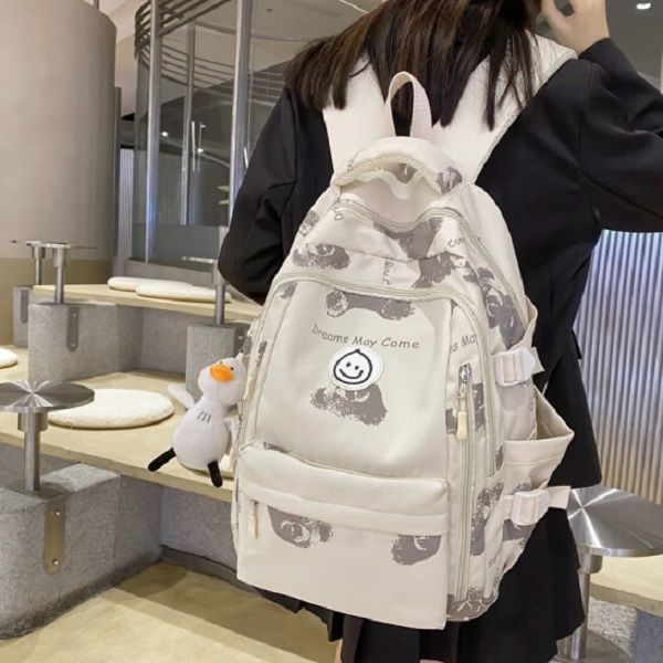 wide straps, school bag, simple backpack, large capacity backpack, white print
wide straps, school bag, simple backpack, large capacity backpack, white print