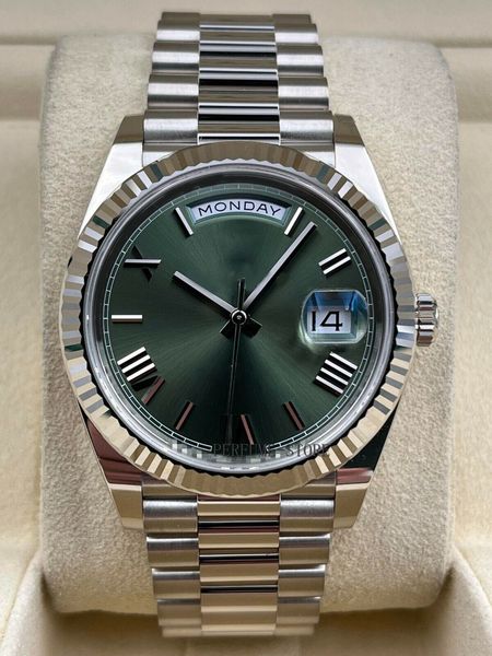 box papers high-quality watch new day-date 40mm green roman dial white gold bracelet 228239 bracelet mechanical automatic men watches waterp, Slivery;brown
box papers high-quality watch new day-date 40mm green roman dial white gold bracelet 228239 bracelet mechanical automatic men watches waterp, Slivery;brown